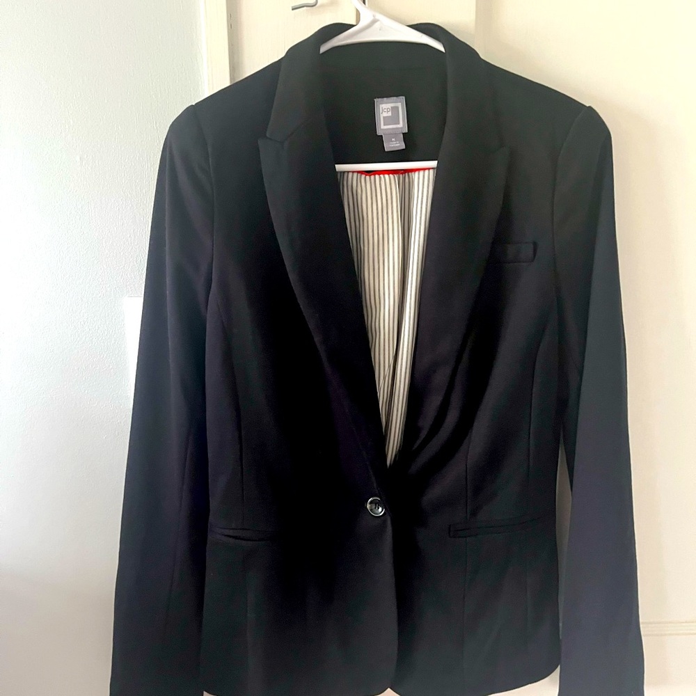 3 for $10 jcpenney Black Women's Blazer with Striped Lining